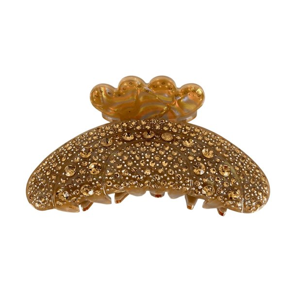 Black Colour Hrklips - Diamond Big Rhinestone Hair Claw - Camel