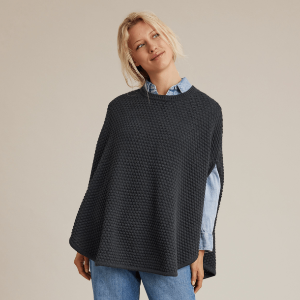 SibinLinnebjerg Poncho - Adi - Dark Solid Grey