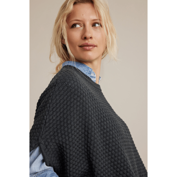 SibinLinnebjerg Poncho - Adi - Dark Solid Grey