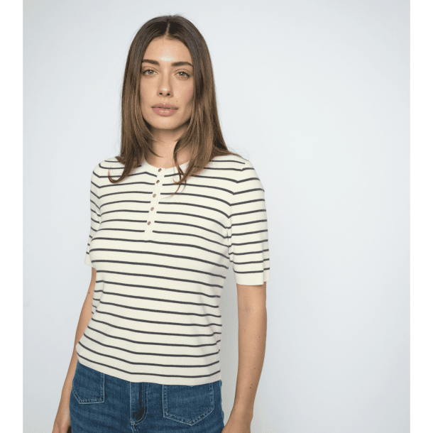 Mos Mosh T-shirt - MMAliz Caliz Stripe SS Knit - India Ink