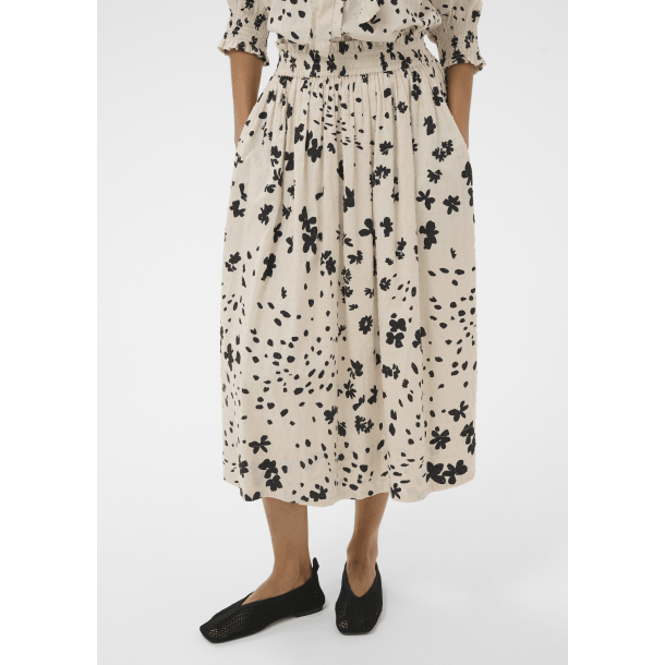 Part Two Nederdel - AmaiaPW Skirt - Black Dot Flower Print