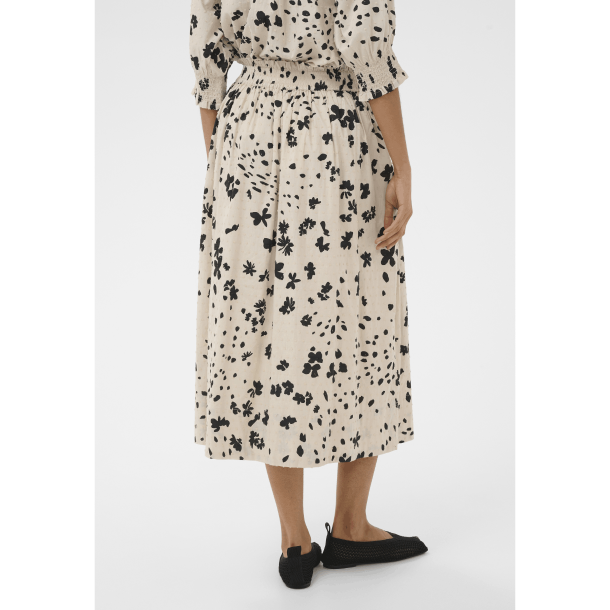 Part Two Nederdel - AmaiaPW Skirt - Black Dot Flower Print