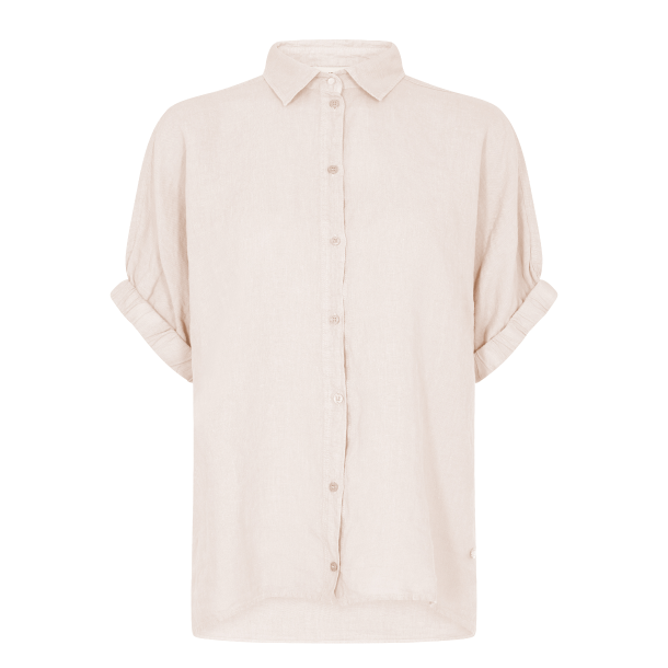 Mos Mosh Skjorte - MMAven SS Linen Shirt - Pearled Ivory