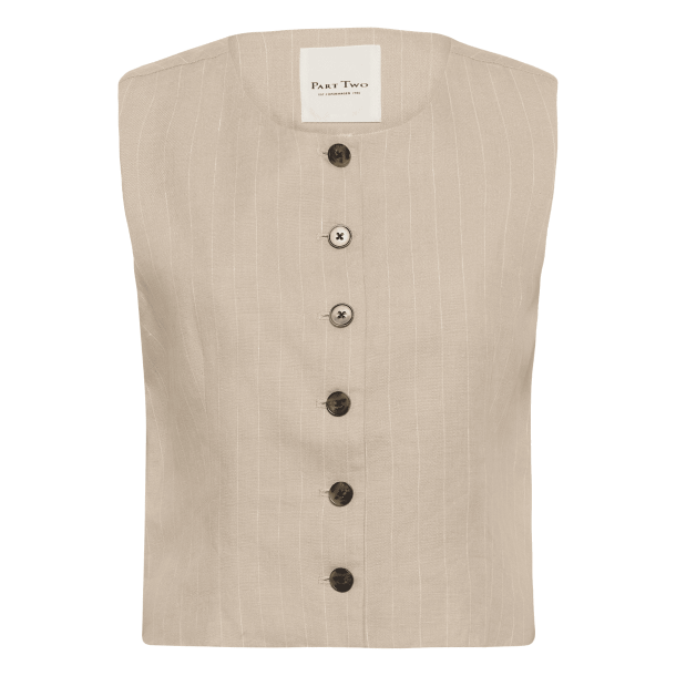 Part Two Vest - AzaniaPW Waiscoat - Neutral Pinstripe