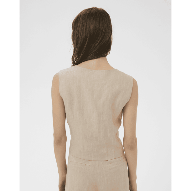 Part Two Vest - AzaniaPW Waiscoat - Neutral Pinstripe