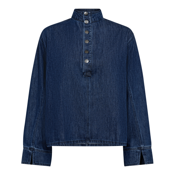Co'couture Bluse - AzminaCC Denim Placket Blouse - Denim Blue