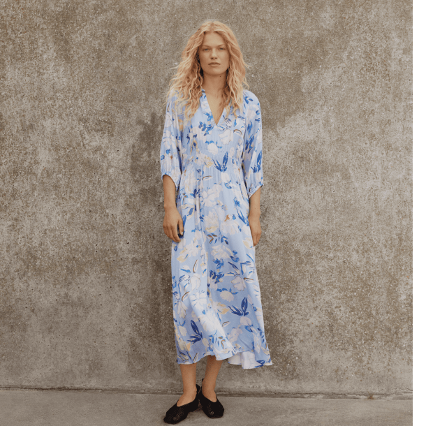 Part Two Kjole - BoraPW Dress - Blue Watercolor Flower Print