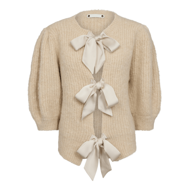 Co'couture Strik - CoralieCC Bow Rib Cardigan - Bone