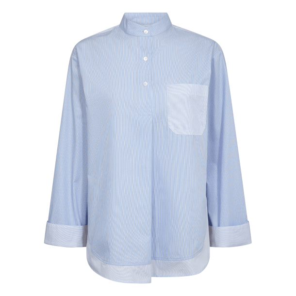 Mos Mosh Skjorte - MMBronwyn Stripe Shirt - Brunnera Blue