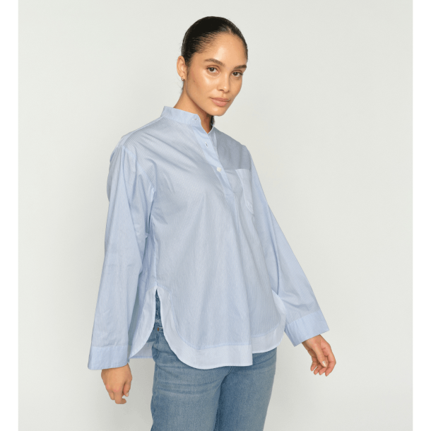 Mos Mosh Skjorte - MMBronwyn Stripe Shirt - Brunnera Blue