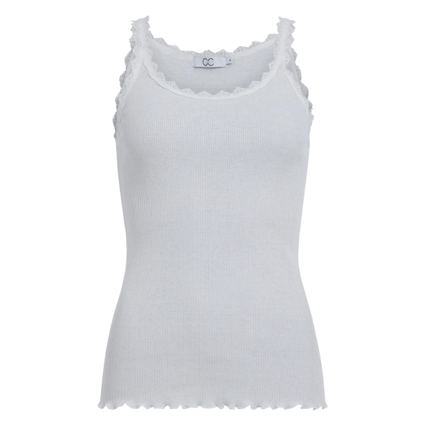 CC Heart Silk Lace Camisole Top - White