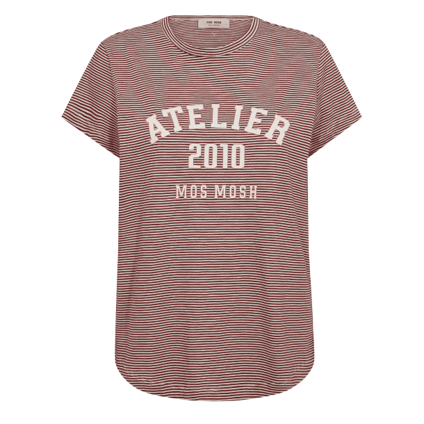 Mos Mosh T-shirt - MMCamp O-SS Stripe Tee - Cowhide