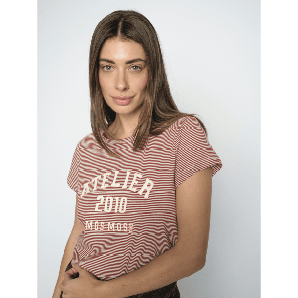 Mos Mosh T-shirt - MMCamp O-SS Stripe Tee - Cowhide