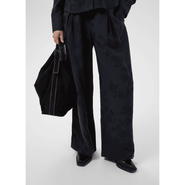 Part Two Bukser - CathleenPW Pant - Dark Navy Flower Jaquard