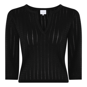 La Rouge Bluse - Charlotte Knit V-Neck - Black