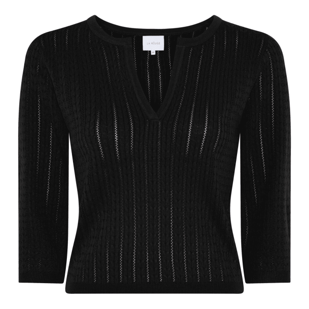 La Rouge Bluse - Charlotte Knit V-Neck - Black