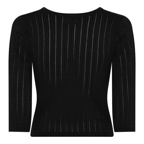 La Rouge Bluse - Charlotte Knit V-Neck - Black