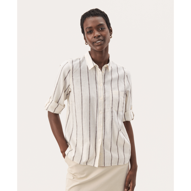 Part Two Skjorte - CindiePW Shirt - Eggnog and Brown Stripe