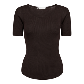 Co'couture Bluse - ClaireCC Rib Tee - Dark Brown