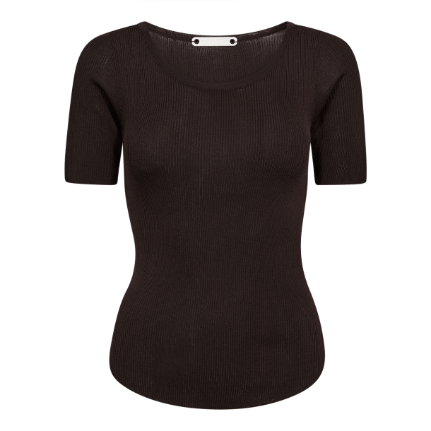 Co'couture Bluse - ClaireCC Rib Tee - Dark Brown