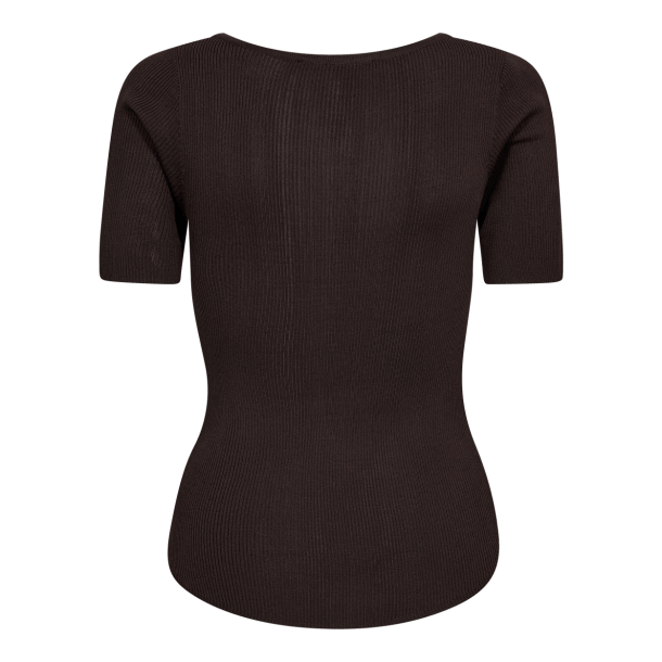 Co'couture Bluse - ClaireCC Rib Tee - Dark Brown