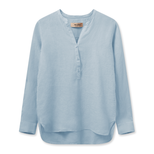 Mos Mosh Skjorte - MMDanna Linen Blouse - Cashmere Blue