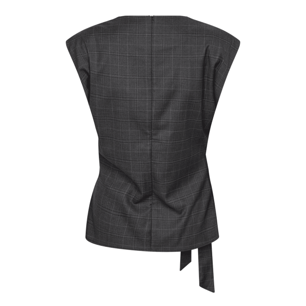 Co'couture Top - EloraCC Check Pleat Top - Dark Grey
