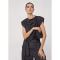 Co'couture Top - EloraCC Check Pleat Top - Dark Grey