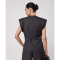 Co'couture Top - EloraCC Check Pleat Top - Dark Grey