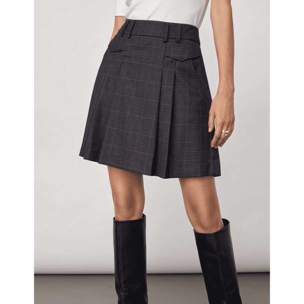 Co'couture Nederdel - EloraCC Pocket Pleat Mini Skirt - Dark Grey