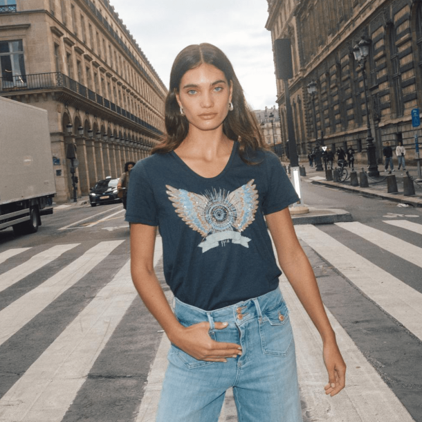 Mos Mosh T-shirt - MMGethi Deco Tee - Salute Navy