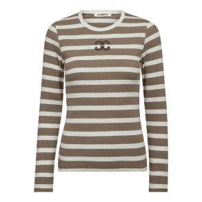 Co'couture Bluse - GrannyCC Rib Emb LS Blouse - Off White/Walnut