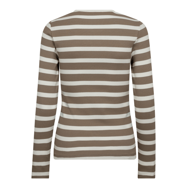 Co'couture Bluse - GrannyCC Rib Emb LS Blouse - Off White/Walnut