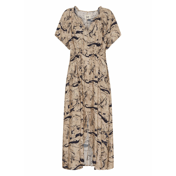 I Say Kjole - Gyta New Dress - Camel W/Black Brush