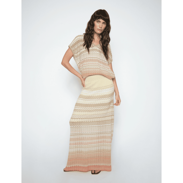 Mos Mosh Top - MMShani Zig-Zag V-Neck Knit - Ecru