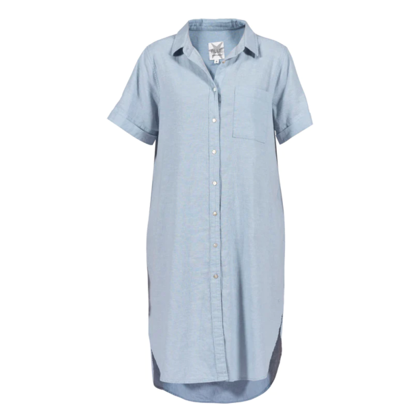 Blue Sportswear Kjole - Juliana Cotton Linen Dress - Heaven