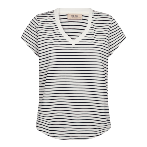 Mos Mosh T-shirt - MMKala V-SS Stripe Tee - Salute Navy