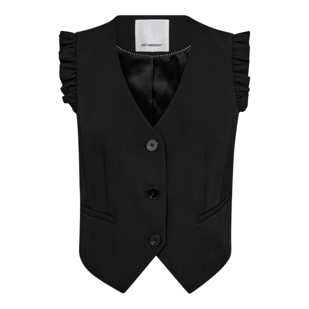 Co'couture Vest - LianeCC Frill Tailor Vest - Black