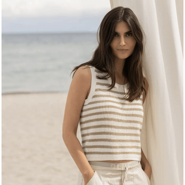 Blue Sportswear Top - Lily Knit Top - Cream w/Light Camel