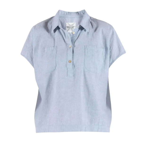 Blue Sportswear Skjorte - Lisbeth Short Linen Shirt - Heaven Melange