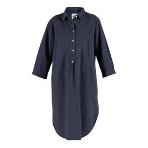 Blue Sportswear Kjole - Liv Linen Shirt Dress - Dusty Navy