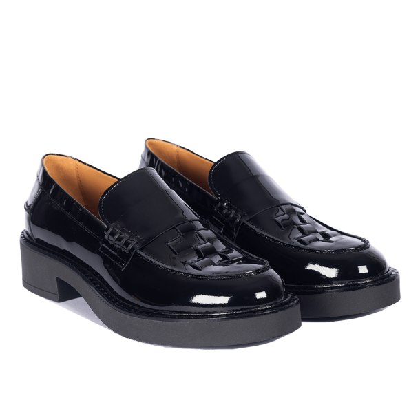 Angulus Sko - Loafer med Fletdetalje - Black