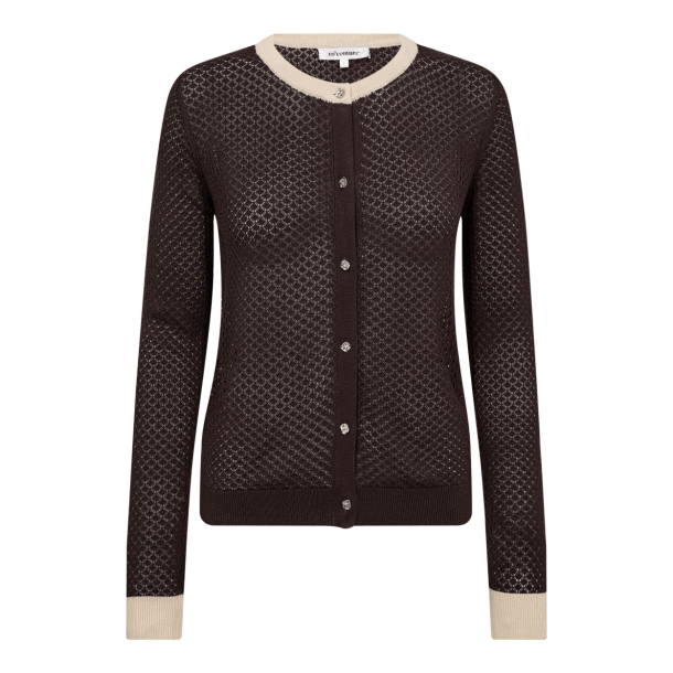 Co'couture Strik - LueCC Pointelle Cardigan - Dark Brown