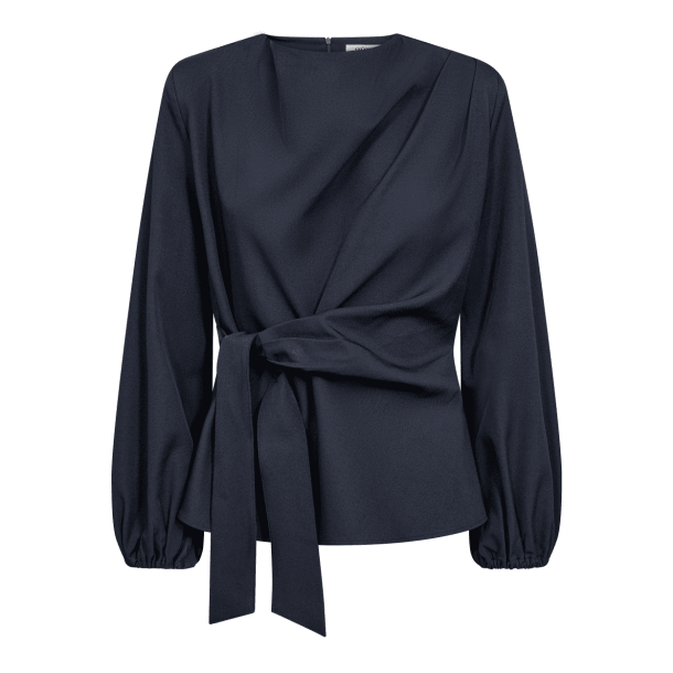 Co'couture Top - LunaCC Tie Blouse - Navy