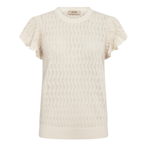 Mos Mosh Top - MMGanna Pattern O-neck Knit Top - Ecru