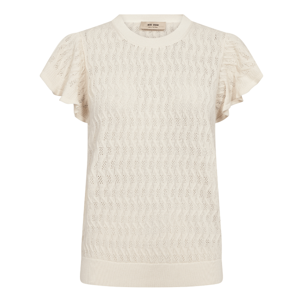 Mos Mosh Top - MMGanna Pattern O-neck Knit Top - Ecru