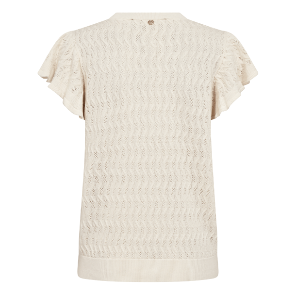 Mos Mosh Top - MMGanna Pattern O-neck Knit Top - Ecru