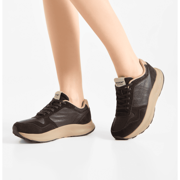Woden Sneakers - Mathilde Runner Leather - Chocolate