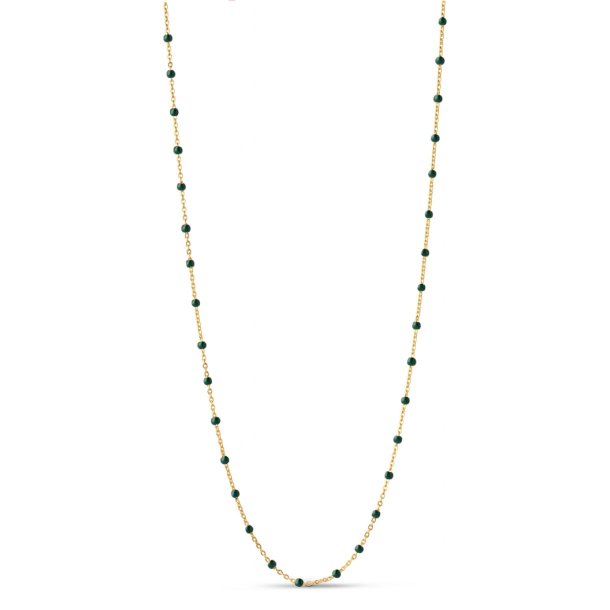 Enamel Halskde - Lola Necklace - Petrol Green Forgyldt