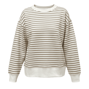 Blue Sportswear Sweatshirt - Nanna Striped Sweat - Cream w/Beige